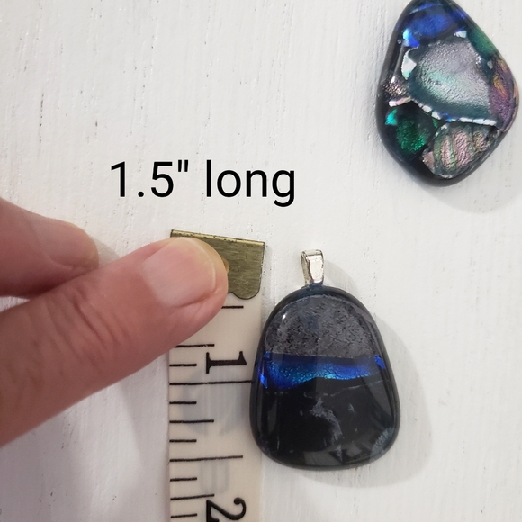 3 Dichroic Glass Pendants - Picture 8 of 11
